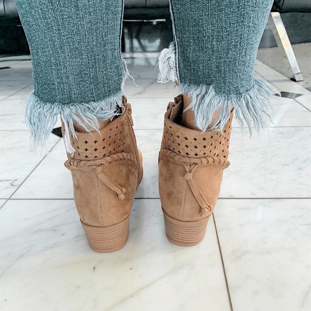 Taupe Braided Tassel Details bootie boots - Picture 5 of 8
